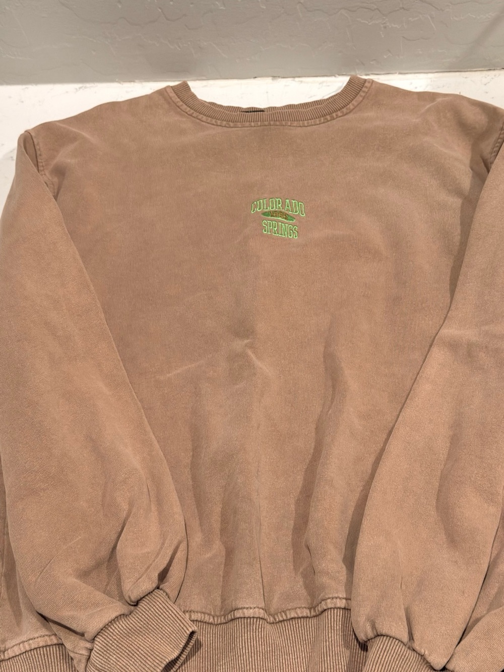 O'Neill Tan Crewneck Sweatshirt with Lime Colorado Springs Embroidery